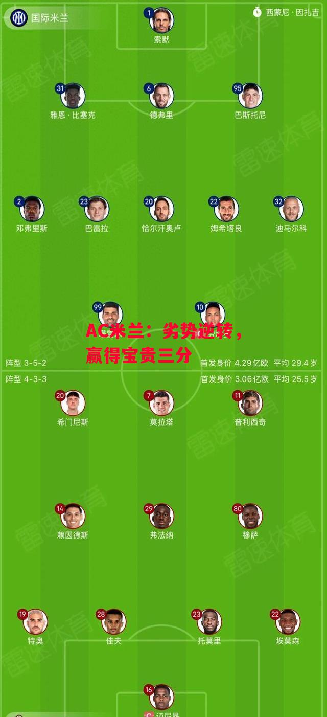 ysbSPORTS-AC米兰:劣势逆转,赢得宝贵三分-第2张图片-易胜博体育 ysbSPORTS-AC米兰:劣势逆转,赢得宝贵三分-第2张图片-易胜博体育